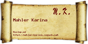 Mahler Karina névjegykártya